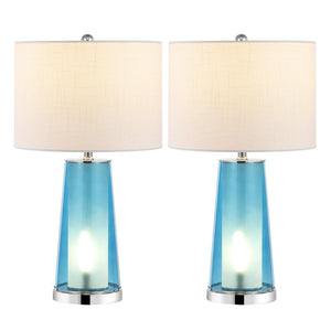 Set of Two 26 Inch Lighthouse Table Lamps with Drum Shades for Coastal Home Accent Lighting