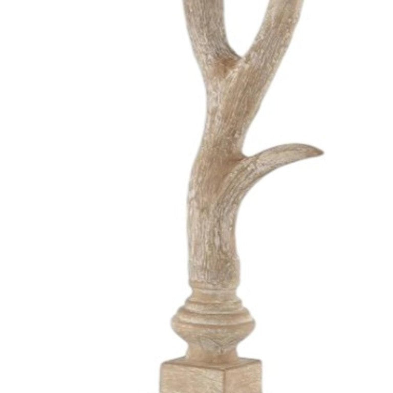 HomeRoots 30 Inch Antler Table Lamp with Fabric Shade Rustic Lodge Accent for Living Room 716221