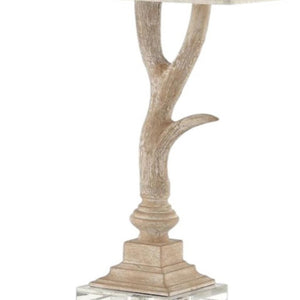 30 Inch Antler Table Lamp with Fabric Shade Rustic Lodge Accent for Living Room