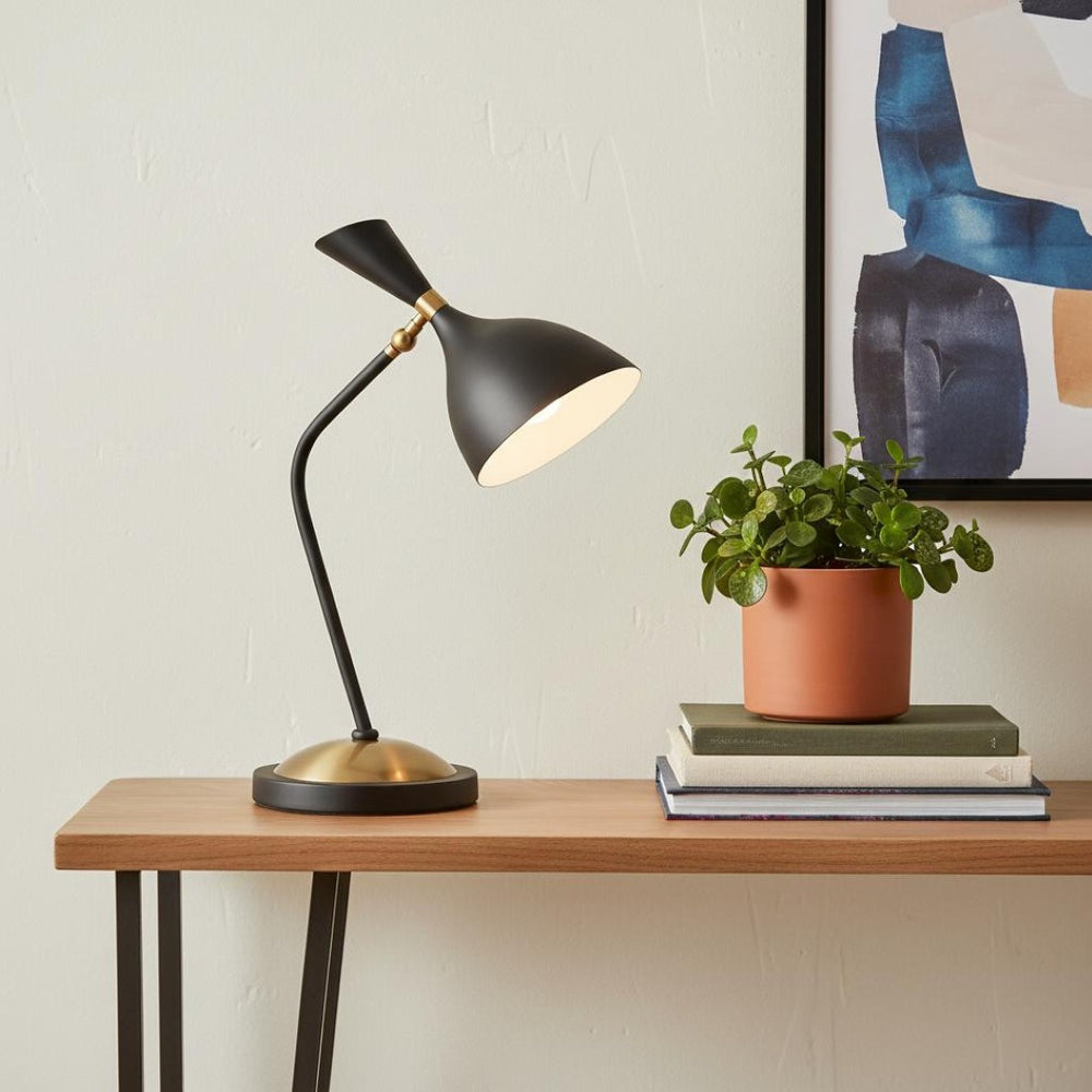 HomeRoots 22" White Table Lamp - Modern LED with Bell Shade, Sturdy Iron Base, & Safe In-Line Switch for Any Room 716223