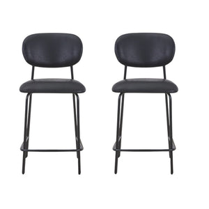 HomeRoots Set of Two Modern 26" Brown Faux Leather Bar Chairs with Metal Frame for Stylish Comfort 716227