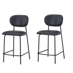 HomeRoots Set of Two Modern 26" Brown Faux Leather Bar Chairs with Metal Frame for Stylish Comfort 716227