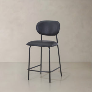 HomeRoots Set of Two Modern 26" Brown Faux Leather Bar Chairs with Metal Frame for Stylish Comfort 716227