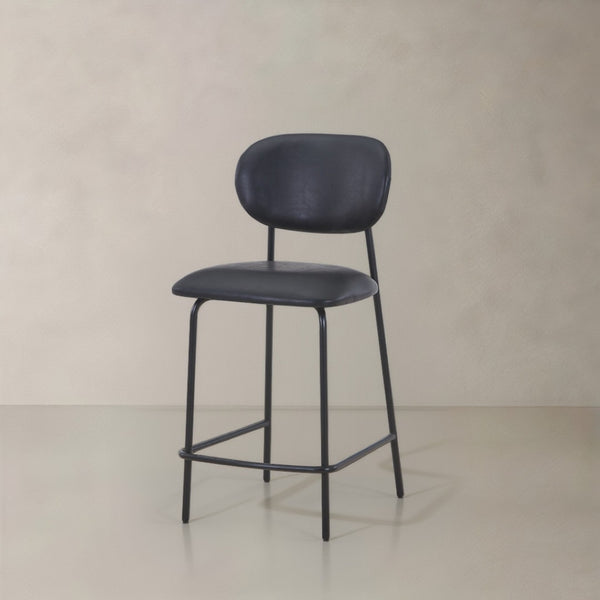 HomeRoots Set of Two Modern 26" Brown Faux Leather Bar Chairs with Metal Frame for Stylish Comfort 716227