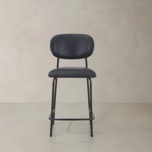 HomeRoots Set of Two Modern 26" Brown Faux Leather Bar Chairs with Metal Frame for Stylish Comfort 716227