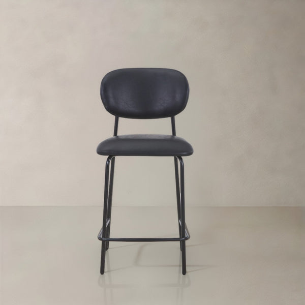 HomeRoots Set of Two Modern 26" Brown Faux Leather Bar Chairs with Metal Frame for Stylish Comfort 716227