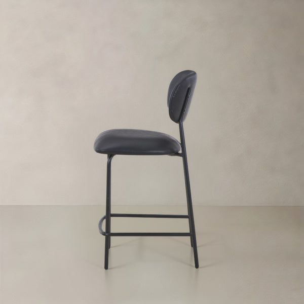 HomeRoots Set of Two Modern 26" Brown Faux Leather Bar Chairs with Metal Frame for Stylish Comfort 716227