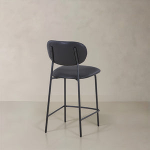 HomeRoots Set of Two Modern 26" Brown Faux Leather Bar Chairs with Metal Frame for Stylish Comfort 716227