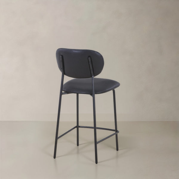 HomeRoots Set of Two Modern 26" Brown Faux Leather Bar Chairs with Metal Frame for Stylish Comfort 716227