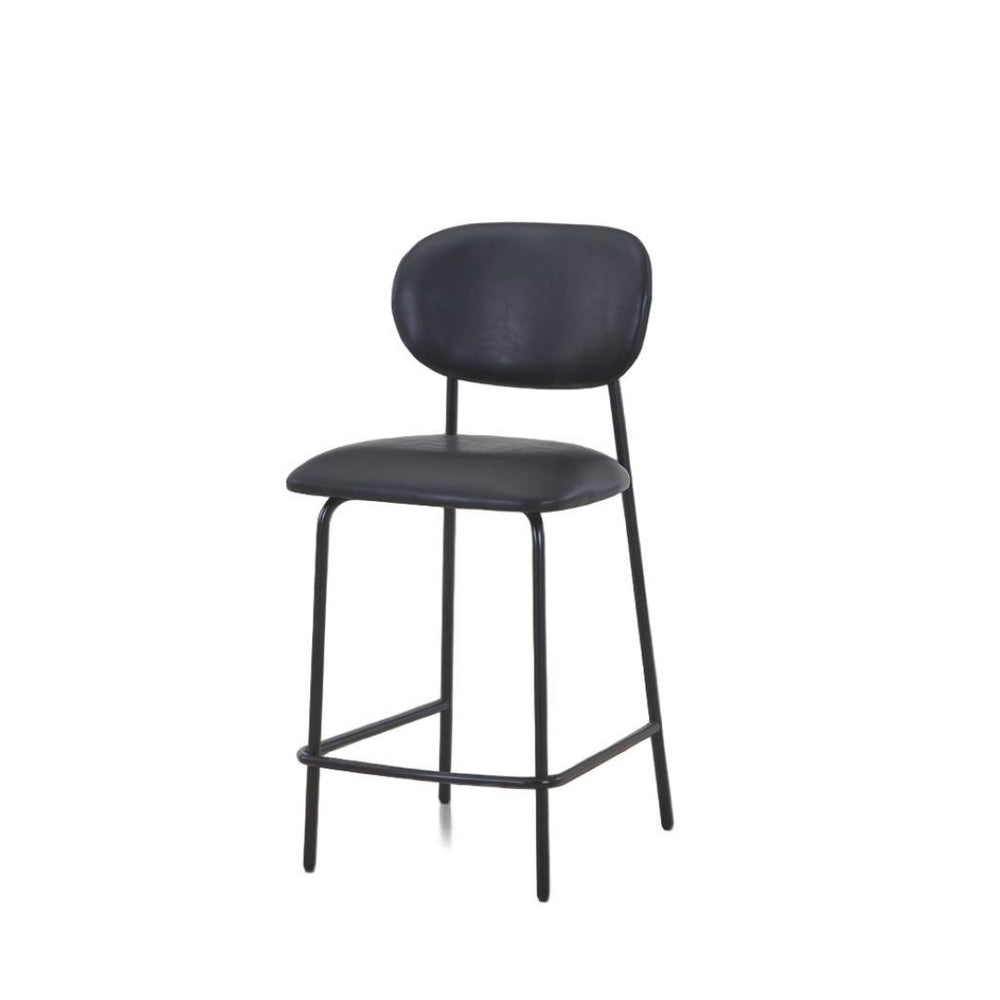 HomeRoots Set of Two Modern 26" Brown Faux Leather Bar Chairs with Metal Frame for Stylish Comfort 716227