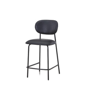 HomeRoots Set of Two Modern 26" Brown Faux Leather Bar Chairs with Metal Frame for Stylish Comfort 716227