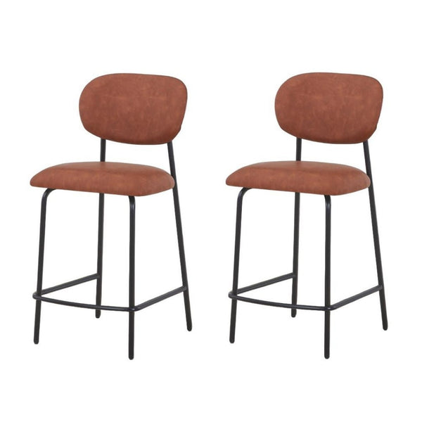 HomeRoots Set of Two Modern Cream & Black Corduroy Bar Chairs with Ergonomic Design for Comfort & Style 716228