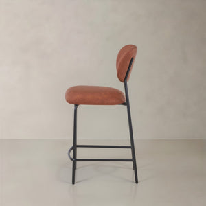 HomeRoots Set of Two Modern Cream & Black Corduroy Bar Chairs with Ergonomic Design for Comfort & Style 716228