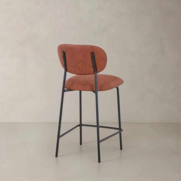 HomeRoots Set of Two Modern Cream & Black Corduroy Bar Chairs with Ergonomic Design for Comfort & Style 716228