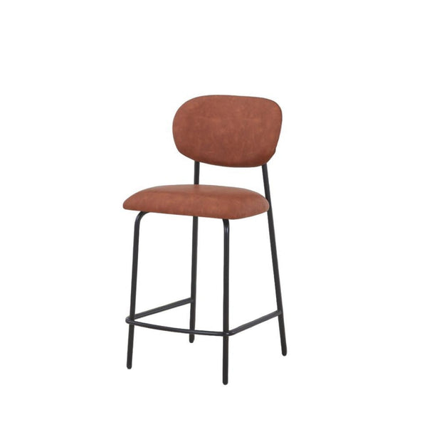 HomeRoots Set of Two Modern Cream & Black Corduroy Bar Chairs with Ergonomic Design for Comfort & Style 716228