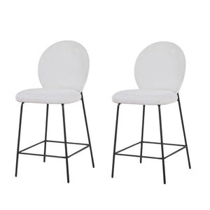 HomeRoots Set of Two Stylish 26" Green Corduroy and Black Metal Counter Height Bar Chairs for Modern Spaces 716229
