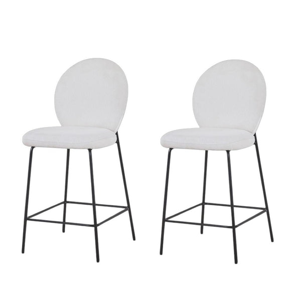 HomeRoots Set of Two Stylish 26" Green Corduroy and Black Metal Counter Height Bar Chairs for Modern Spaces 716229
