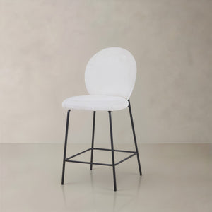 HomeRoots Set of Two Stylish 26" Green Corduroy and Black Metal Counter Height Bar Chairs for Modern Spaces 716229