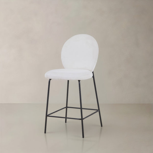 HomeRoots Set of Two Stylish 26" Green Corduroy and Black Metal Counter Height Bar Chairs for Modern Spaces 716229