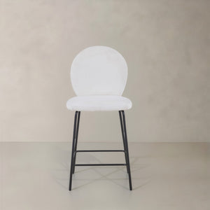 HomeRoots Set of Two Stylish 26" Green Corduroy and Black Metal Counter Height Bar Chairs for Modern Spaces 716229
