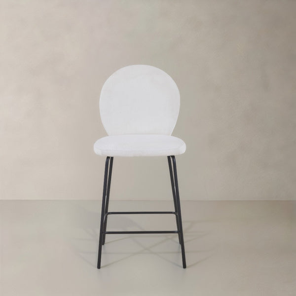 HomeRoots Set of Two Stylish 26" Green Corduroy and Black Metal Counter Height Bar Chairs for Modern Spaces 716229