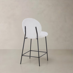 HomeRoots Set of Two Stylish 26" Green Corduroy and Black Metal Counter Height Bar Chairs for Modern Spaces 716229
