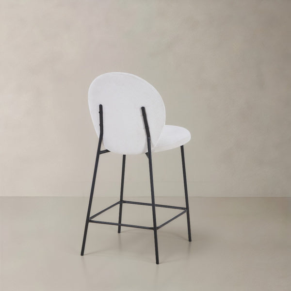 HomeRoots Set of Two Stylish 26" Green Corduroy and Black Metal Counter Height Bar Chairs for Modern Spaces 716229
