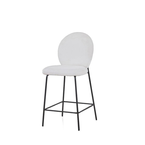 HomeRoots Set of Two Stylish 26" Green Corduroy and Black Metal Counter Height Bar Chairs for Modern Spaces 716229