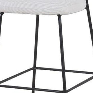 HomeRoots Set of Two Stylish 26" Green Corduroy and Black Metal Counter Height Bar Chairs for Modern Spaces 716229