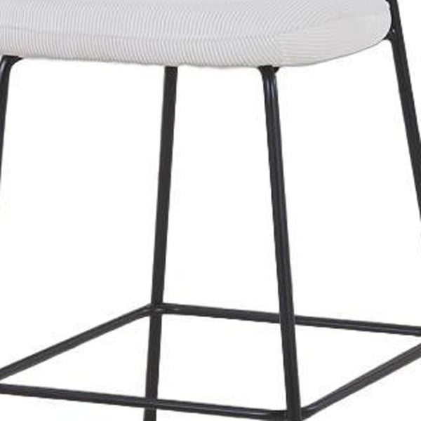 HomeRoots Set of Two Stylish 26" Green Corduroy and Black Metal Counter Height Bar Chairs for Modern Spaces 716229