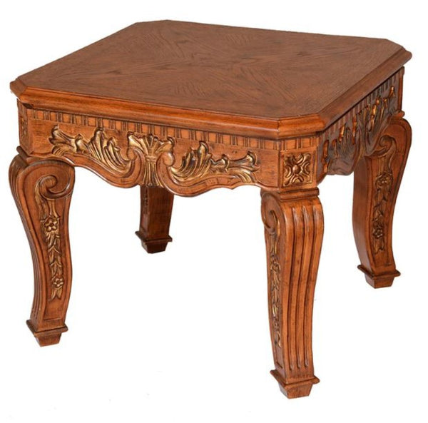 HomeRoots 23" Espresso Wood Square End Table - Handcrafted Vintage Charm with Scrollwork Design & Versatile Use 716231
