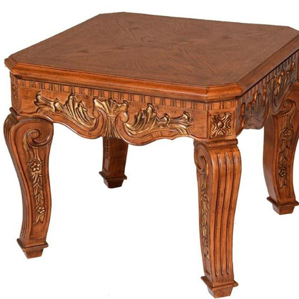 HomeRoots 23" Espresso Wood Square End Table - Handcrafted Vintage Charm with Scrollwork Design & Versatile Use 716231