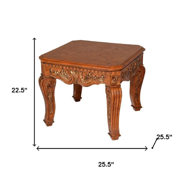 HomeRoots 23" Espresso Wood Square End Table - Handcrafted Vintage Charm with Scrollwork Design & Versatile Use 716231