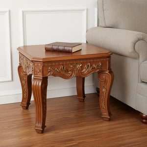 HomeRoots 23" Espresso Wood Square End Table - Handcrafted Vintage Charm with Scrollwork Design & Versatile Use 716231