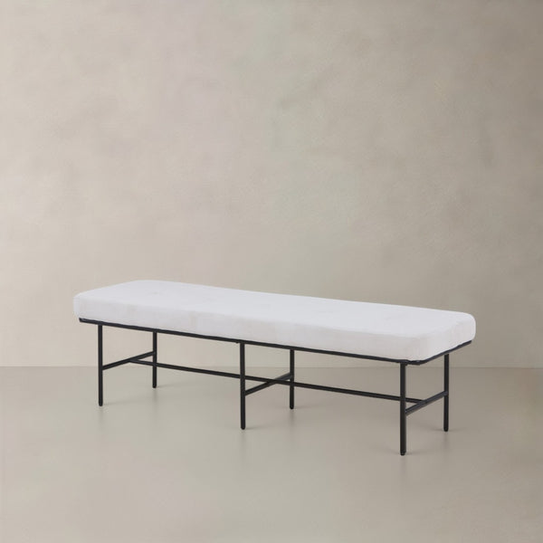 HomeRoots 59" Walnut and Black Solid Wood Dining Bench - Modern Versatile Seating for Home and Entryway Decor 716239