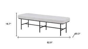 HomeRoots 59" Walnut and Black Solid Wood Dining Bench - Modern Versatile Seating for Home and Entryway Decor 716239