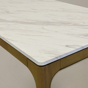 HomeRoots 47" White Faux Marble and Solid Wood Console Table - Versatile, Stylish, Modern Entryway Furniture Piece 716256