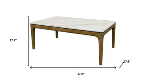 HomeRoots 47" White Faux Marble and Solid Wood Console Table - Versatile, Stylish, Modern Entryway Furniture Piece 716256