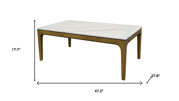 HomeRoots 47" White Faux Marble and Solid Wood Console Table - Versatile, Stylish, Modern Entryway Furniture Piece 716256