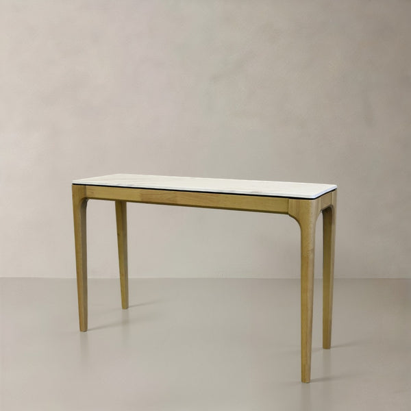 HomeRoots 51" Dark Brown Reclaimed Wood Free Form Console Table - Artisan Pedestal Design for Unique Spaces 716257
