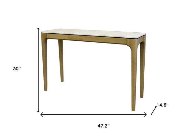 HomeRoots 51" Dark Brown Reclaimed Wood Free Form Console Table - Artisan Pedestal Design for Unique Spaces 716257