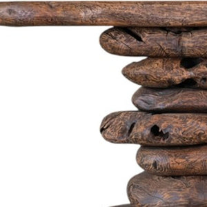 HomeRoots 55" Reclaimed Wood and Metal Oval Console Table - Handcrafted Artisanal Design for Any Space 716258