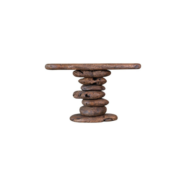 HomeRoots 55" Reclaimed Wood and Metal Oval Console Table - Handcrafted Artisanal Design for Any Space 716258