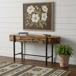 HomeRoots 63" Natural Reclaimed Wood Writing Desk - Handcrafted, Versatile, Chic Design for Home & Office Use 716259