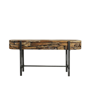 HomeRoots 63" Natural Reclaimed Wood Writing Desk - Handcrafted, Versatile, Chic Design for Home & Office Use 716259