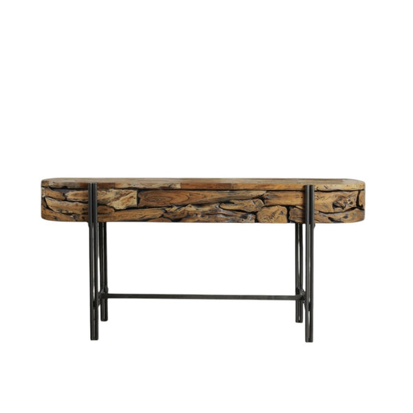 HomeRoots 63" Natural Reclaimed Wood Writing Desk - Handcrafted, Versatile, Chic Design for Home & Office Use 716259