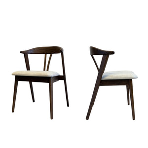 HomeRoots Set of Two Faux Leather Wishbone Back Dining Chairs with Walnut Wood Legs - Stylish Versatile Seating 716261