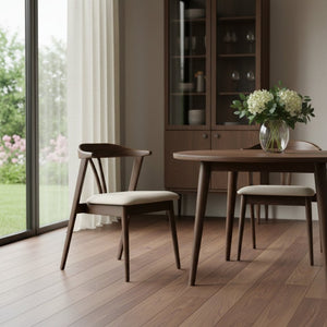 HomeRoots Set of Two Faux Leather Wishbone Back Dining Chairs with Walnut Wood Legs - Stylish Versatile Seating 716261