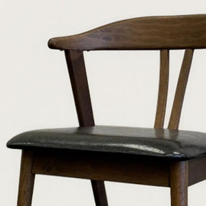 HomeRoots Set of Two Mid-Century Modern Black Faux Leather Side Chairs with Walnut Wood Legs for Stylish Living 716262