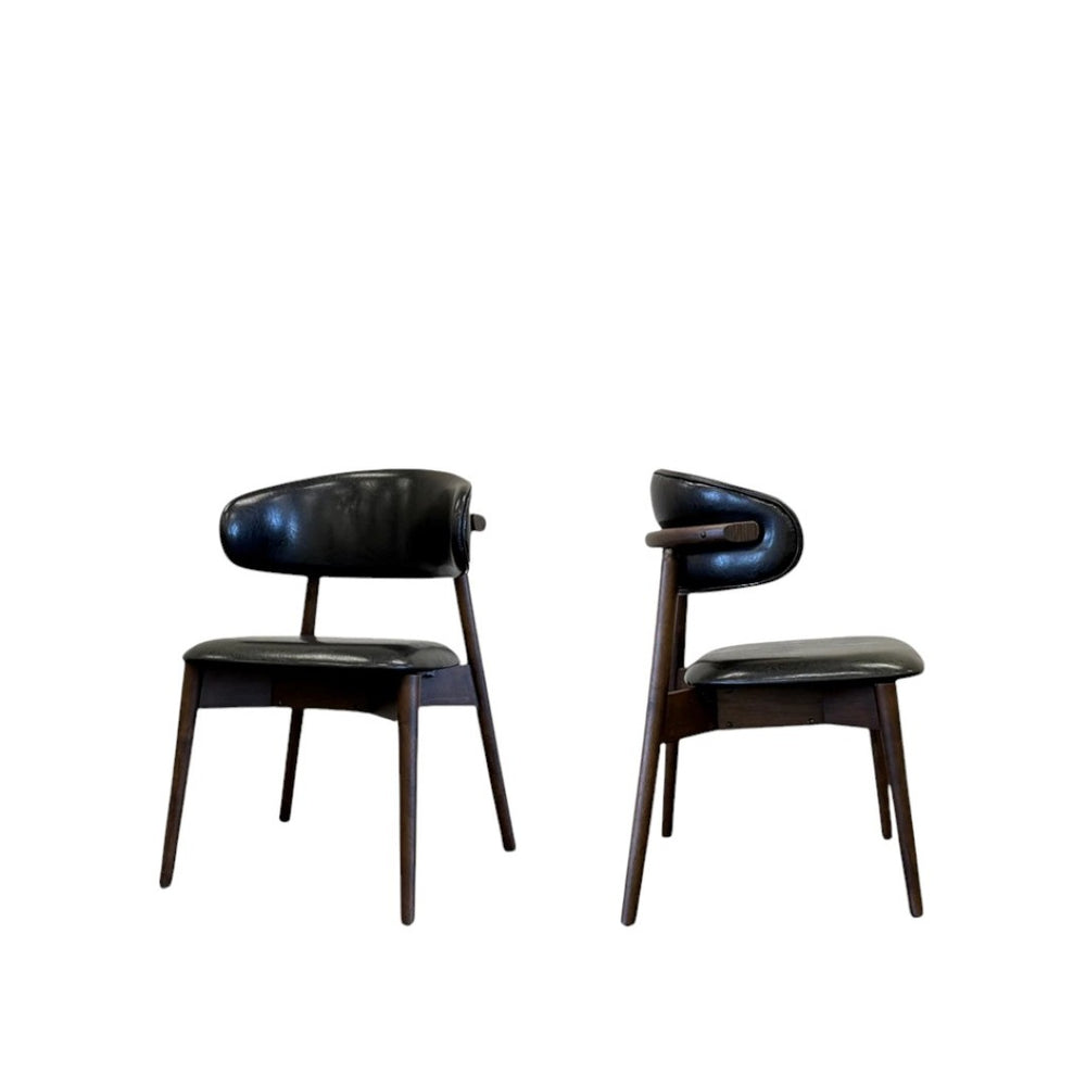 HomeRoots Brown Swivel Dining Arm Chairs Set of 2 - Stylish Faux Leather & Wood, Mid-Century Modern Comfort 716263